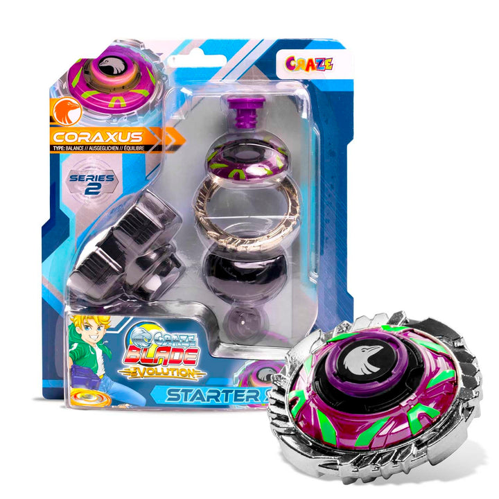CRAZE Blade Kampfkreisel - Starter Set Evolution Coraxus - Kreisel Metall sehr robust mit Launcher &