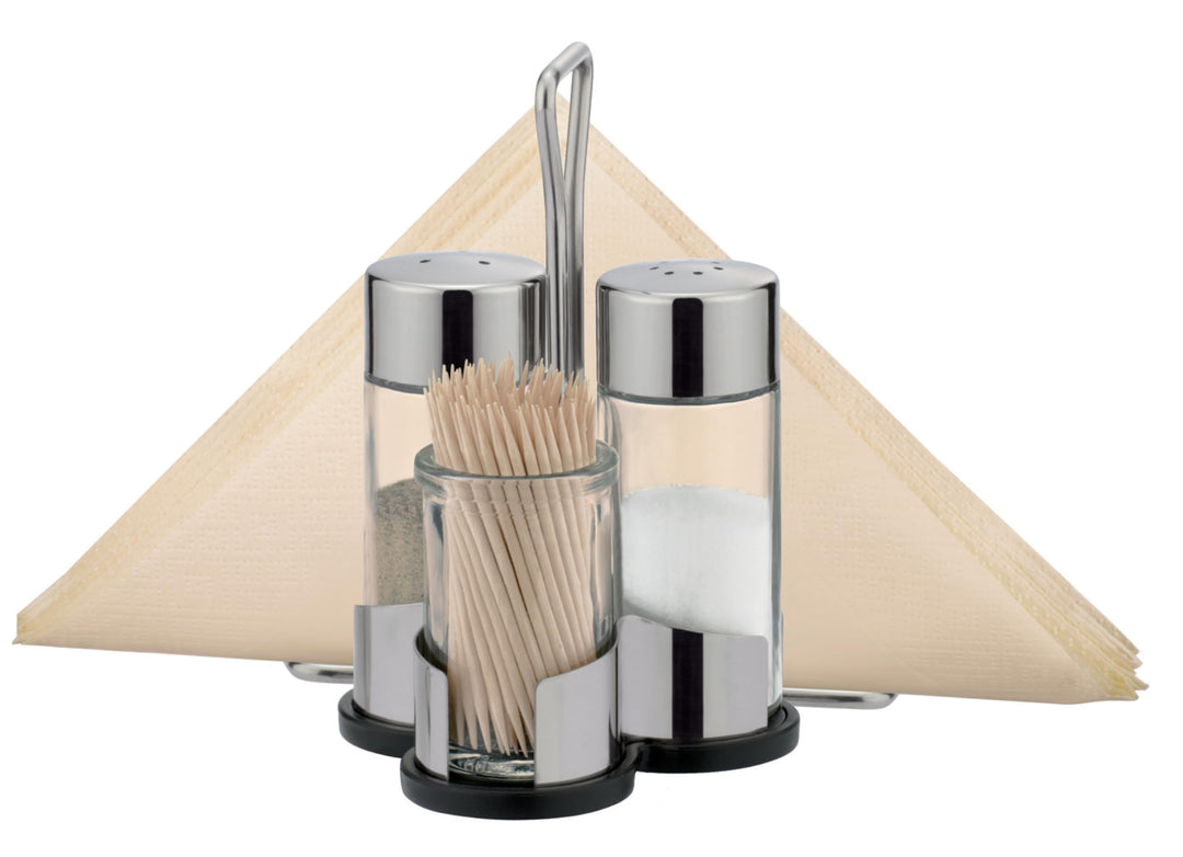 Tescoma Salz-Pfeffer-Zahnstocher-Servietten Set, Menage Set Profi S,P,Z + Servietten, S,P,Z + Servie