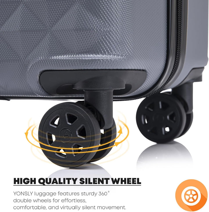 Koffer Suitcase S Grau, Trolley Reisekoffer, Kabinenkoffer Rollkoffer Handgepäck mit 4 Rollen 360°,