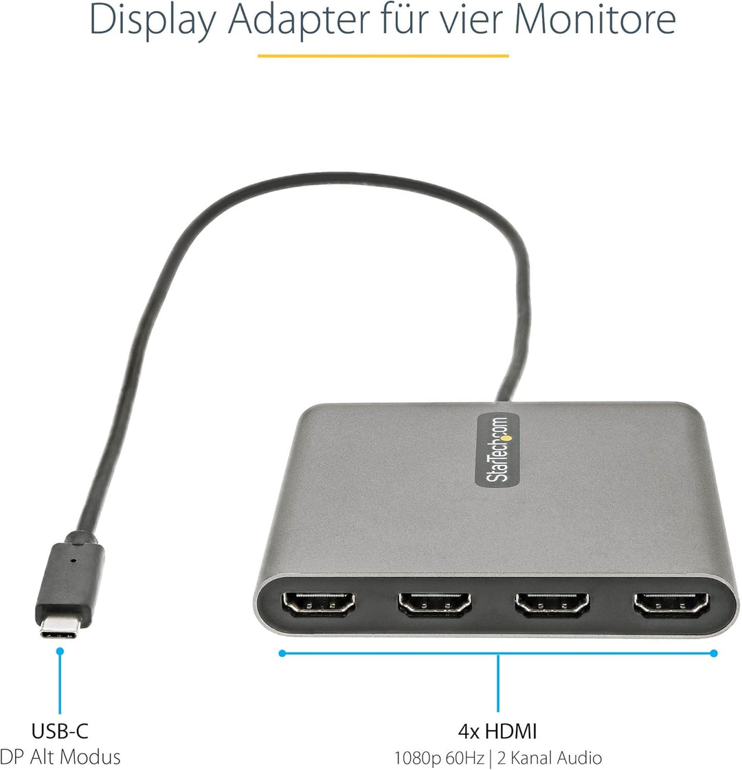 StarTech.com USB-C auf 4x HDMI Adapter - Externe Video- und Grafikkarte - USB Type-C auf Quad HDMI D