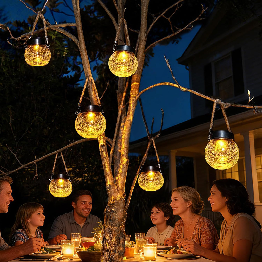 Solar Laternen Aussen 2er Set - IP65 wasserdichte Hängende Solarlampen mit Warm-Amber &amp; RGB Farben,