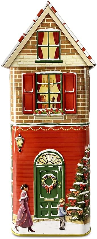 Stadthaus Winter Cookie & Sweet - Dose in Form eines klassischen Backsteinhauses - lebensmittelecht