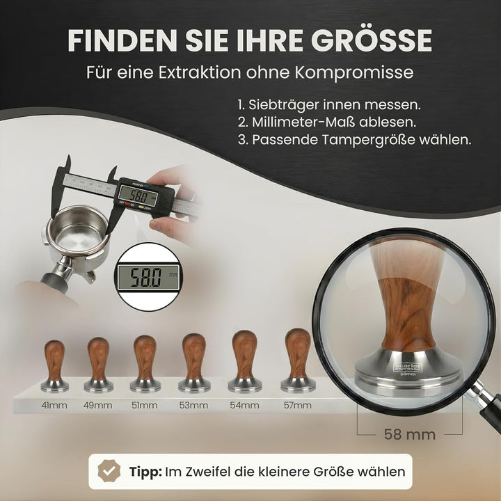 scarlet espresso | Tamper »Classic«, stilvoller Espresso-Stempel mit ergonomischem Griff aus Edelhol
