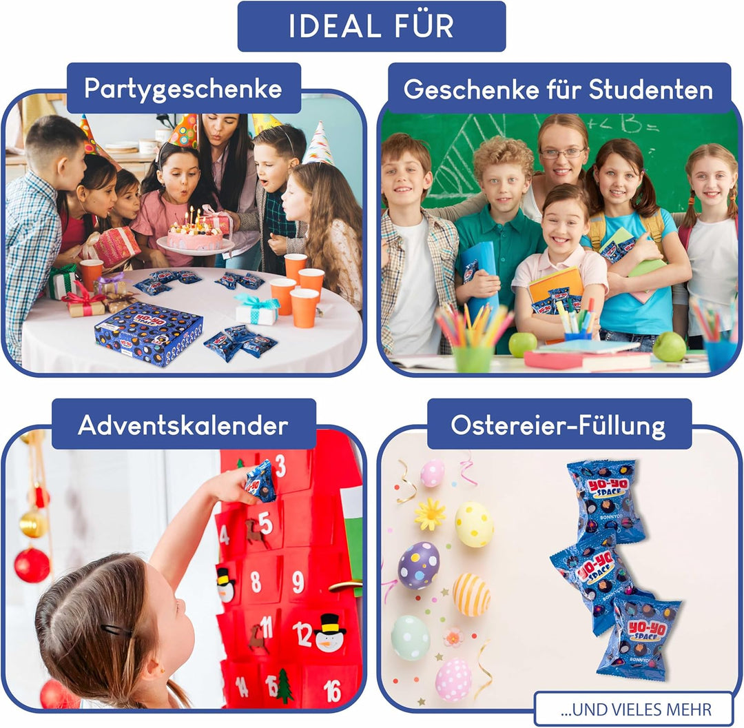 BONNYCO JoJo Kinder Mitgebsel Kindergeburtstag Gastgeschenke Weltraum 32 Stück. JoJo Holz, Kleine Ge