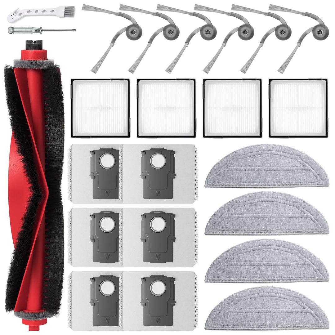 Zubehör für Roborock Q10 S5+ / Q10 X5+ Staubsauger, 1 Hauptbürste, 4 Hepa-Filter, 4 Wischtücher, 6 S