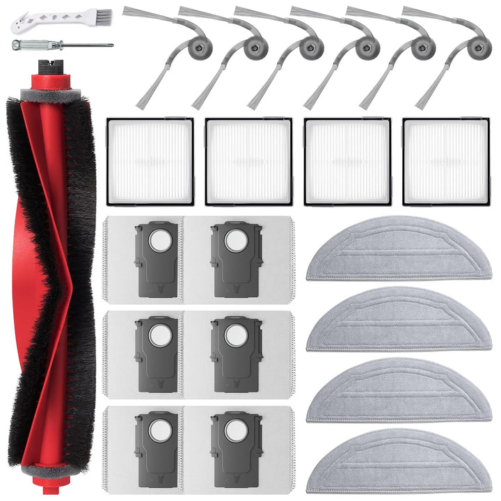 Zubehör für Roborock Q10 S5+ / Q10 X5+ Staubsauger, 1 Hauptbürste, 4 Hepa-Filter, 4 Wischtücher, 6 S