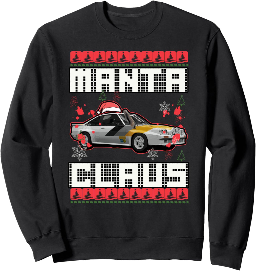 Manta Claus Kultauto Auto Schneeflocken Herz Weihnachten Sweatshirt