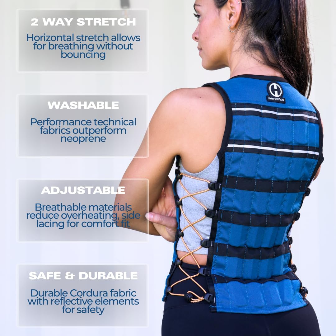 HYPERWEAR Hyper Vest Elite Verstellbare Gewichtsweste Gewicht 10lbs Biss 20lbs, Robustes schwarzes C