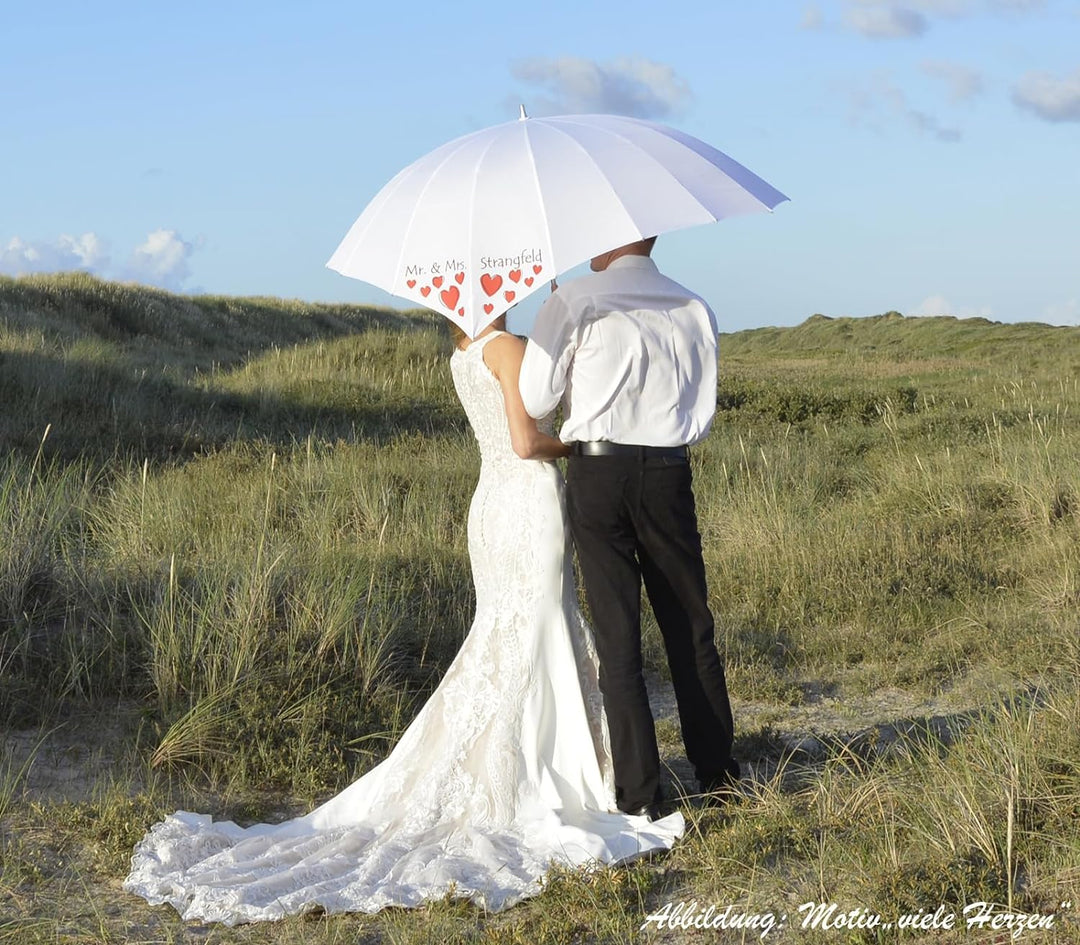 iX-brella Hochzeitsschirm Brautschirm Wedding Heart - personalisiert mit Name - filigranes Herz klei