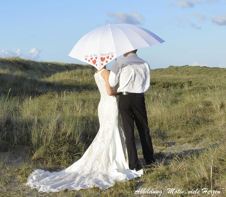 iX-brella Hochzeitsschirm Brautschirm Wedding Heart - personalisiert mit Name - filigranes Herz klei