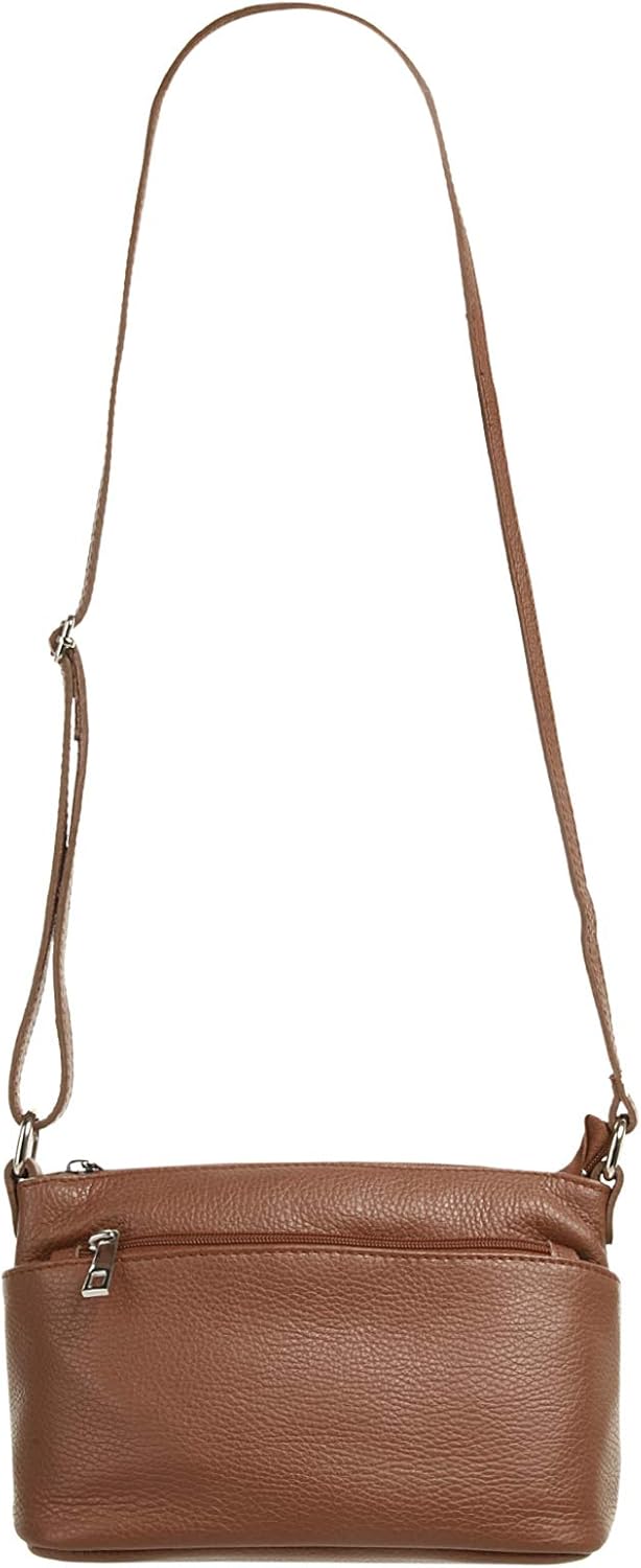 Cluty Umhängetasche echt Leder Damen - 020617 Braun, Braun