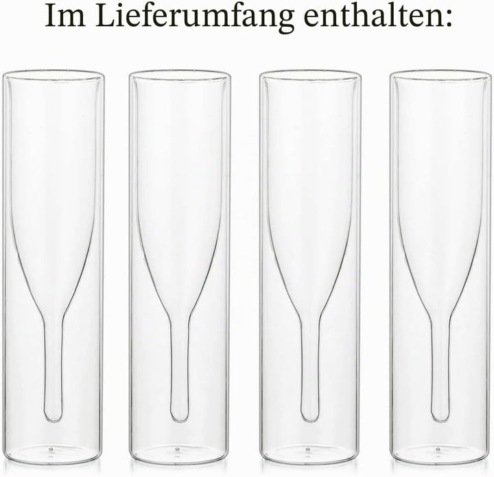 Sziqiqi Massive Doppelwandige Champagnerglas Kristallgläser, Classics Tulip Goblet Stemless Clear Gl