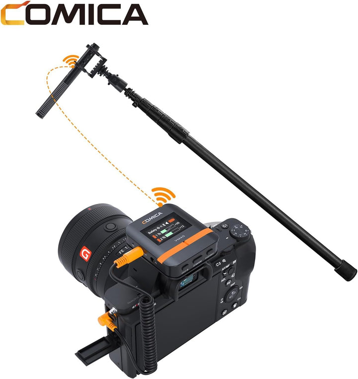 Comica VM40 Combo Wireless Richtmikrofon Shotgun-Mikrofon, 2,4G Super Cardioid Polar Muster, 48 kHz/