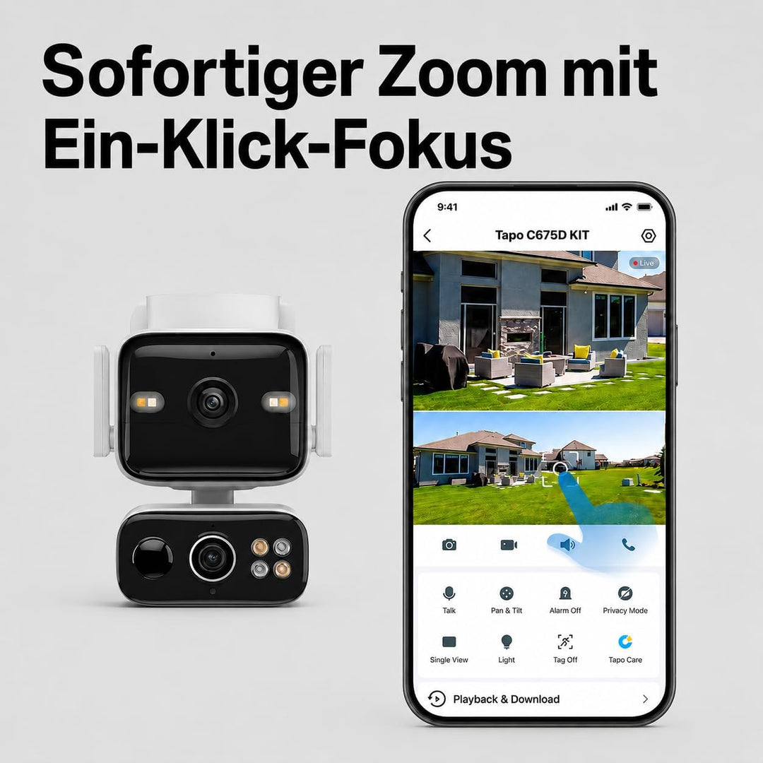 Tapo C675D KIT 4K Solar-Überwachungskamera Aussen mit Akku, 169° Ultraweitwinkel & 6mm Teleobjektiv,