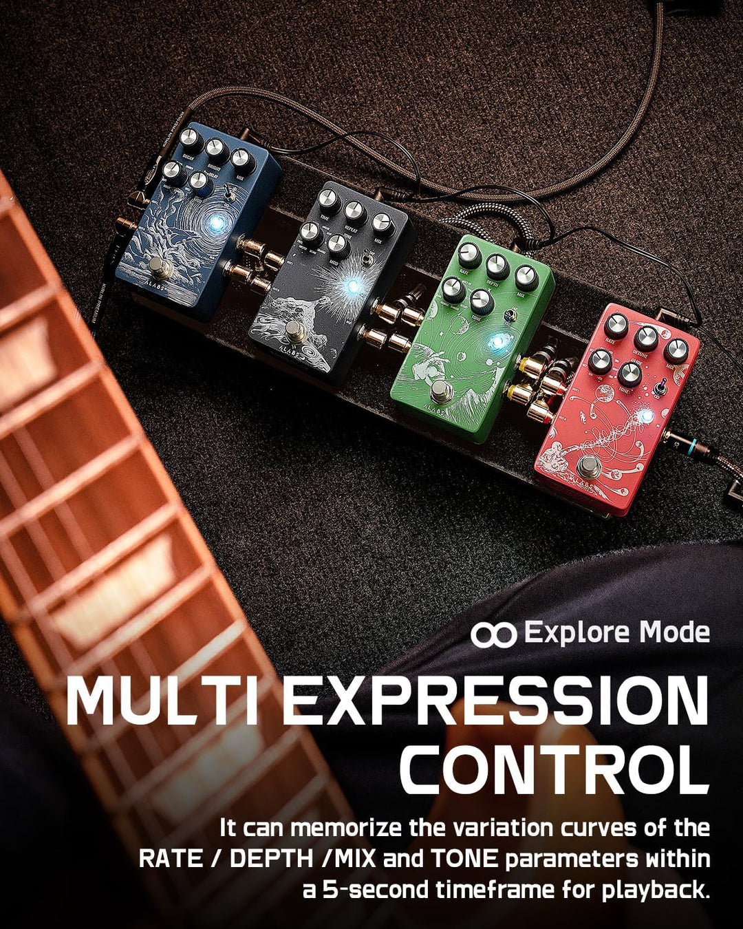 ALABS NOVADRIFT Modulation Pedals Für E Guitar, Gitarren Pedal mit 9 Stereo Mod Effects, Effektgerät
