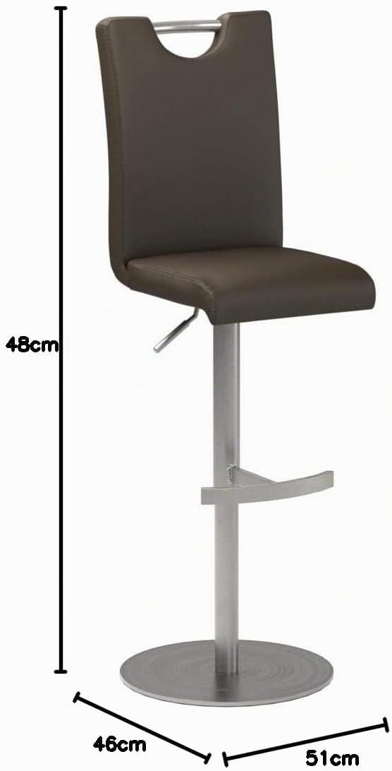 Robas Lund Barstuhl Braun 360°drehbar mit Kunstlederbezug, belastbar bis 120 kg, Braun