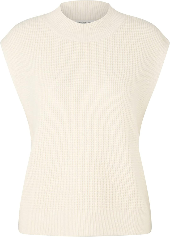 TOM TAILOR Damen Pullunder mit Rollkragen S 28130 - Soft Buttercream, S 28130 - Soft Buttercream