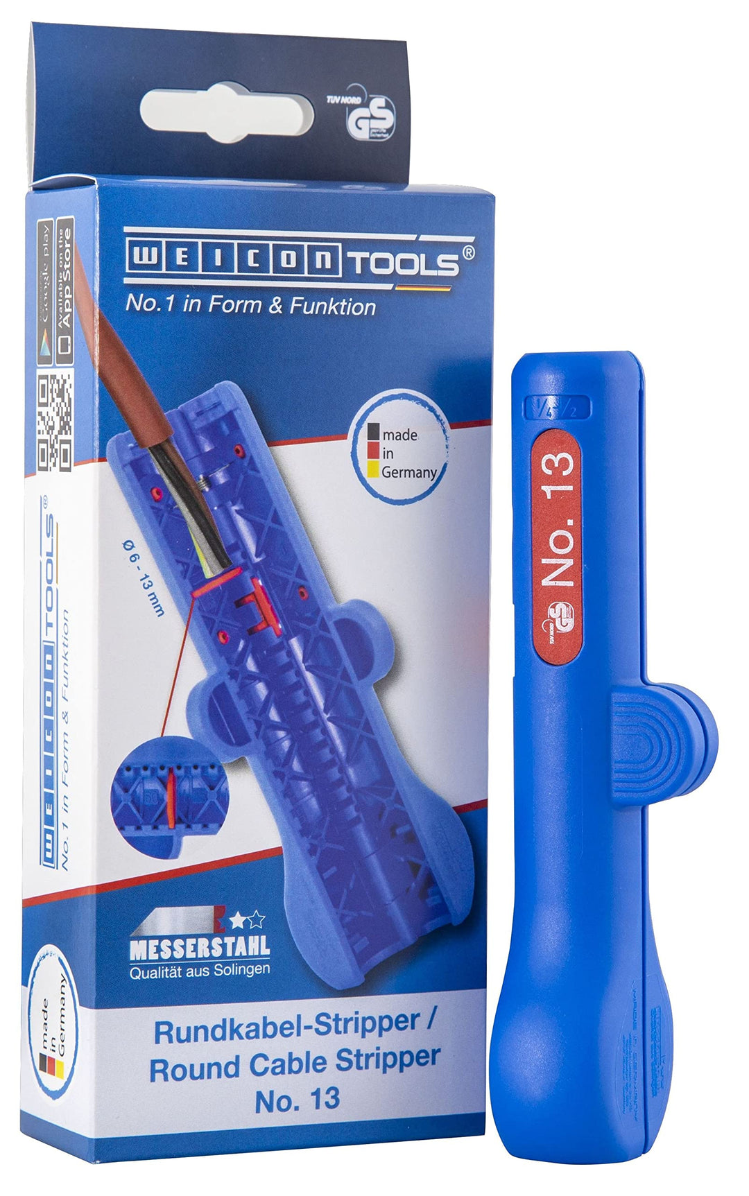 WEICON TOOLS Rundkabel-Stripper No. 13; Entmanteler für Rund- und Feuchtraumkabel von 6-13 mm Ø; Abm
