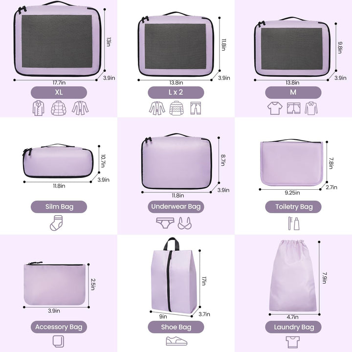 Packing Cubes for Suitcase 10 Set, Leichtgewichtige Gepäck Packing Organizer Packing Cubes für Reise
