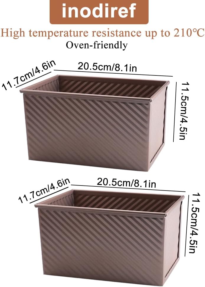 inodiref 2 Stück Brotbackform mit Deckel Antihaft Toastbrot Backform Kastenform mit Deckel mit Belüf