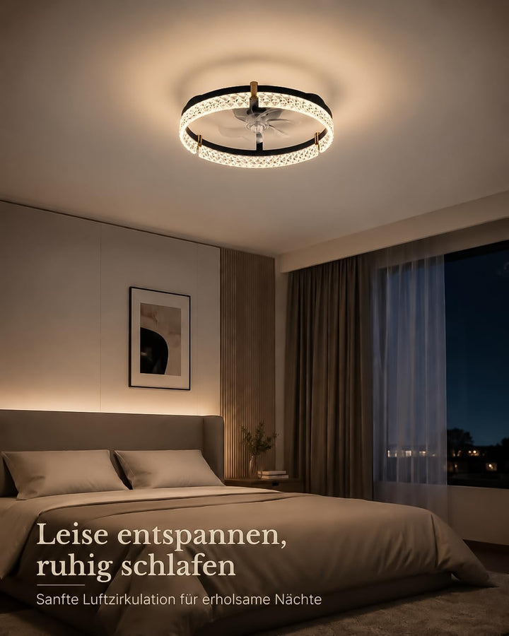 Airwit 50cm Deckenventilator mit Beleuchtung, Lampe mit Ventilator in Glasoptik, Deckenlampe mit Ven