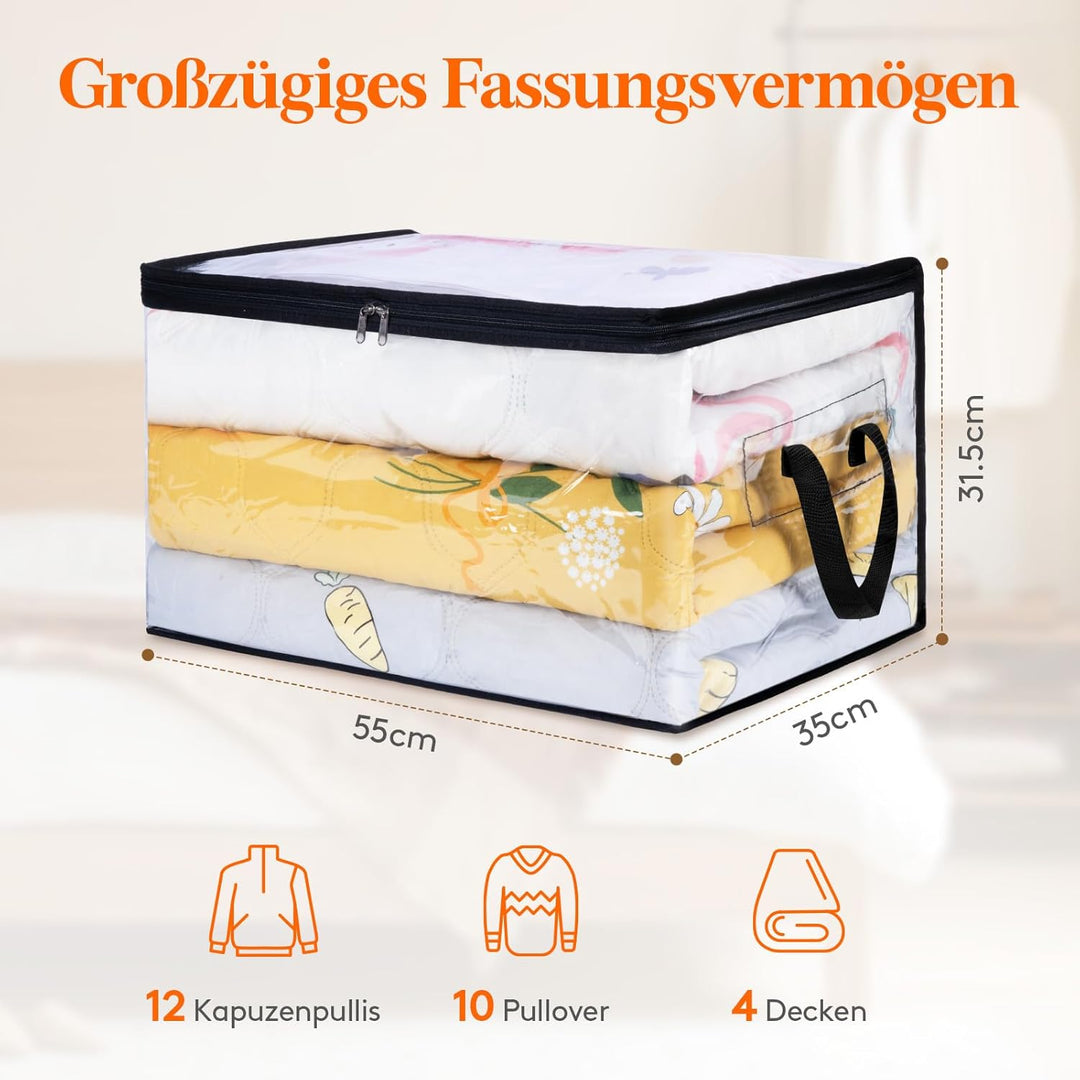 Lifewit 6er Pack Transparente Plastik Aufbewahrungstasche, 60L Kleiderschrank Organizer Aufbewahrung