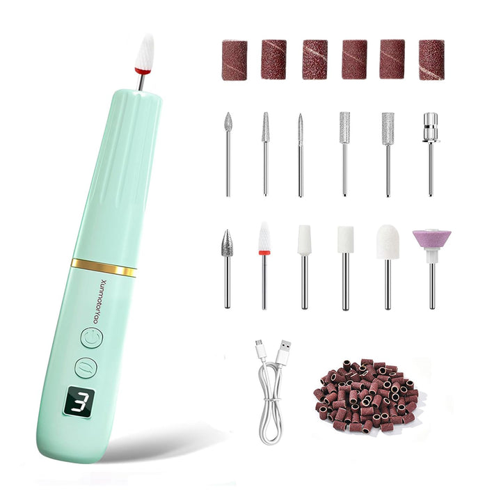 Kabellos Tragbar Nagelfräser Professional 12 in 1 Electric Nail Drill Machine USB Wiederaufladbare E