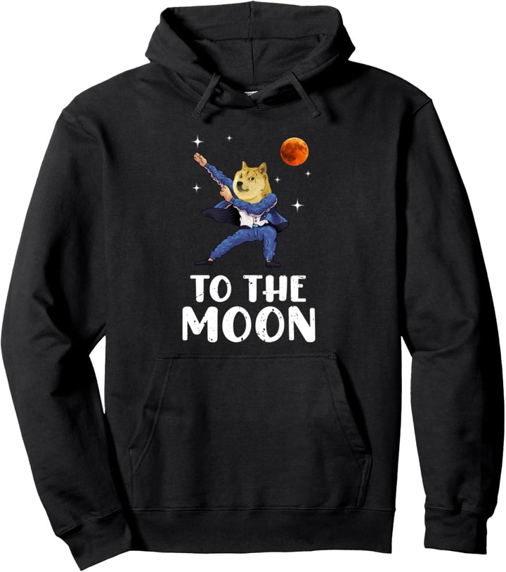 Dogecoin to the Moon Shirt, Funny Dabbing Dogecoin Meme Coin Pullover Hoodie