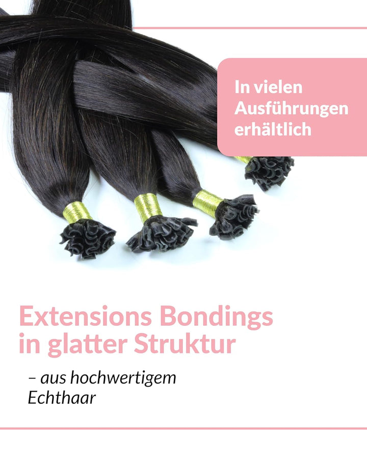 hair2heart Extensions Echthaar Bondings Glatt - 200 Strähnen 0.5g 60cm Naturschwarz #1b Naturschwarz