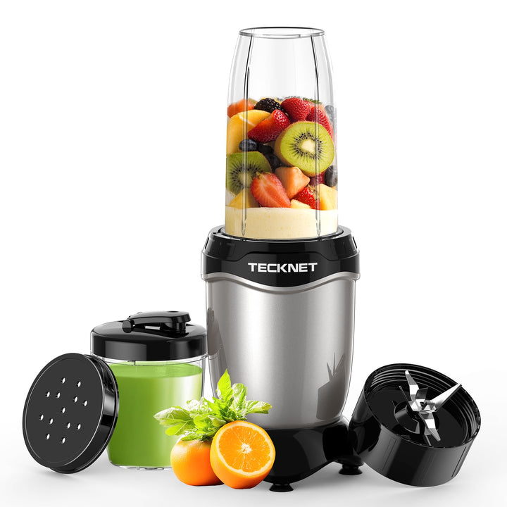 TECKNET Smoothie Maker, 600W Mini Mixer Smoothiemixer mit 4 Edelstahl Blatt, Tragbarer Standmixer 50