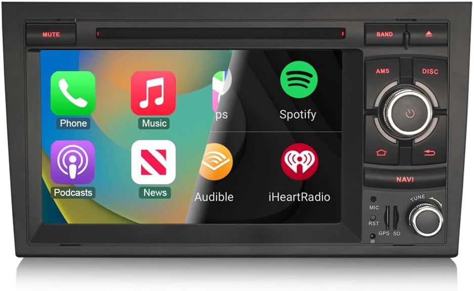 Erisin 7 Zoll 8-Kern Android 14 Autoradio mit GPS Navigation für Audi A4 S4 RS4 B9 B7 SEAT EXEO Unte