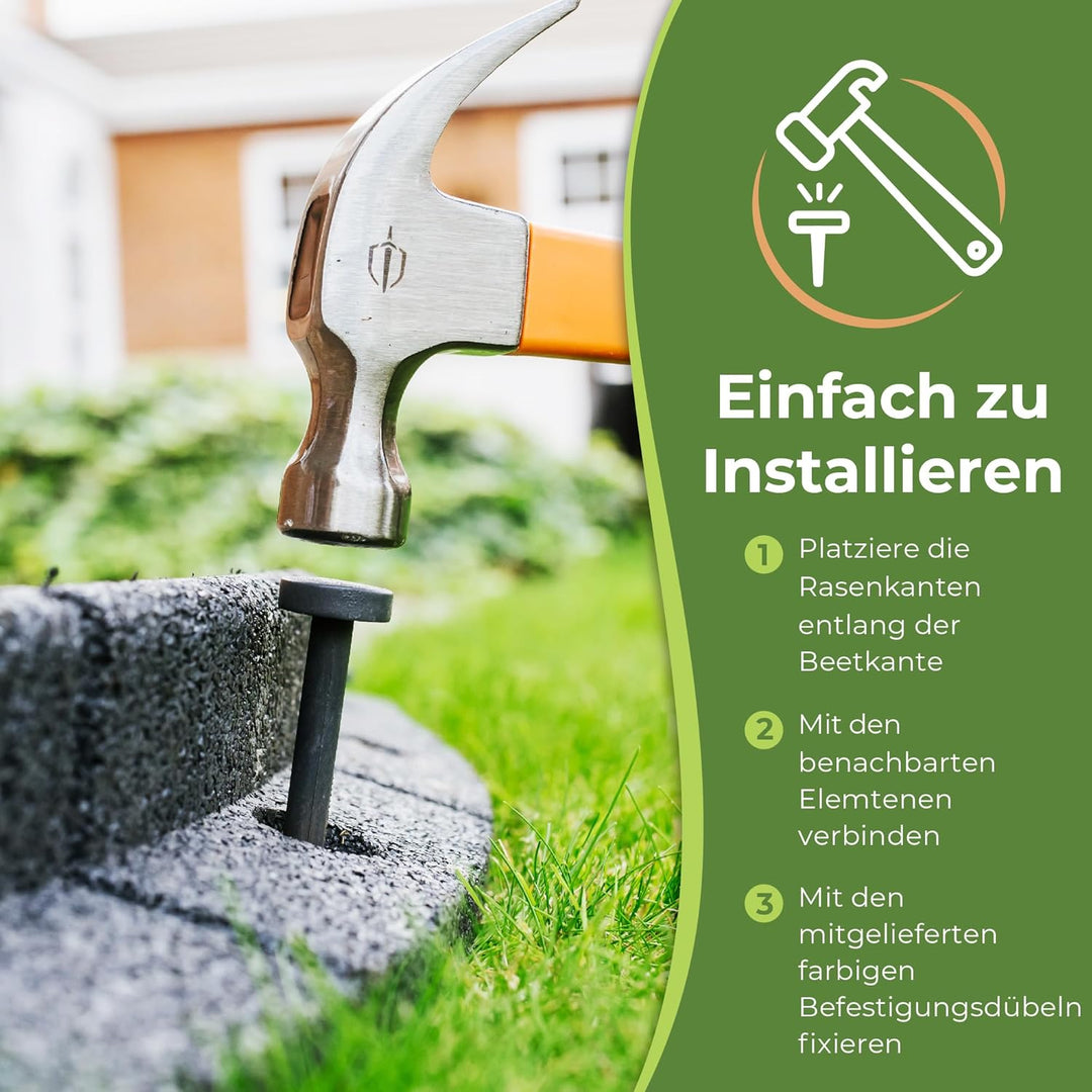 EcoShape FlexiBorder - das Flexible Rasenkantensystem (6 x 1 Meter, Grau), Grau