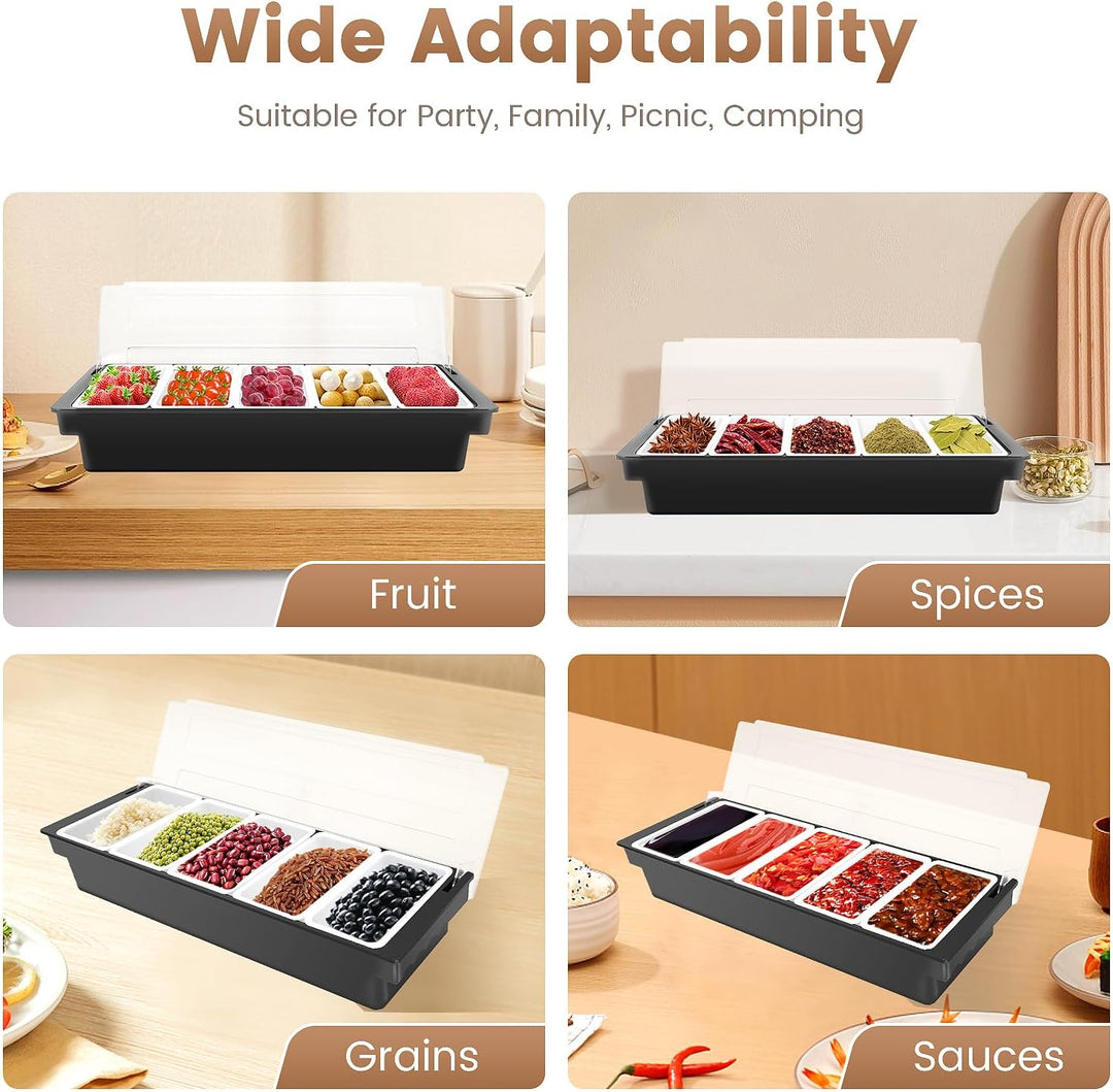 3 oder 5 Einsätzen Zutatenbehälter Topping Behälter, Zutatenbox Cocktail Obst Behälter, für Obst Sna