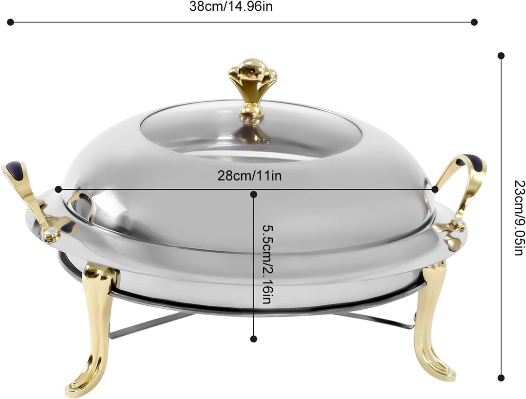 3 L Chafing Dish, Edelstahl Speisewärmer mit Deckel Kraftstoffhalter für Hotels Buffets Restaurants