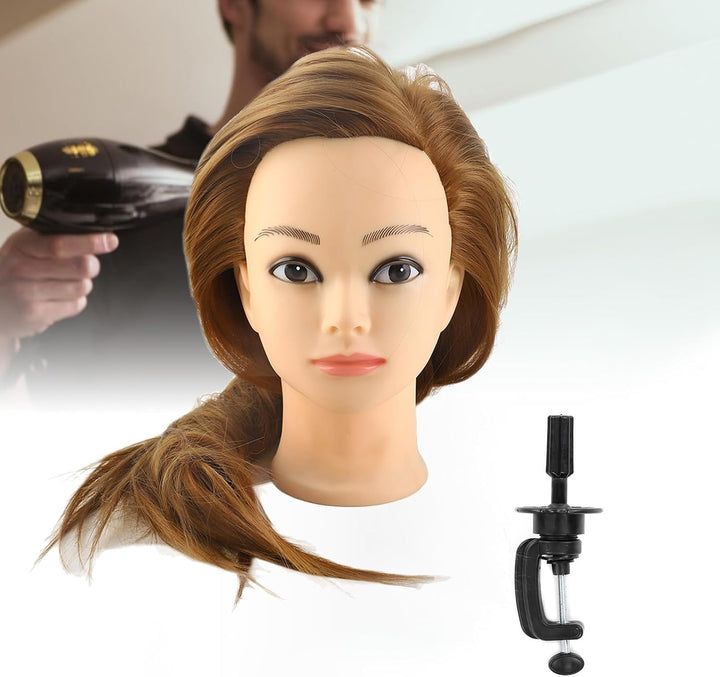 Frisierkopf, Blonder Mannequin-Kopf aus Echthaar mit Ständer Schminkkopf Frisurenkopf Friseur-Übungs