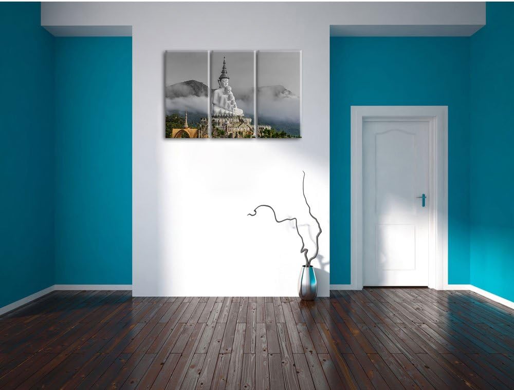 Pixxprint Buddha-Skulptur in Thailand als Leinwandbild/Grösse: 3 Teilig (120x80 cm) cm/Wandbild/Kuns
