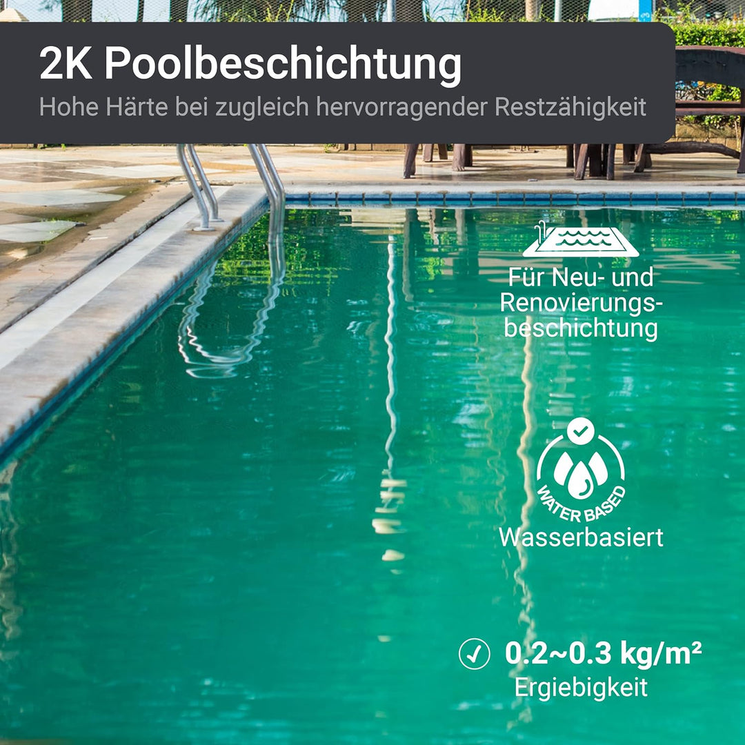 WO-WE 2K Poolfarbe Poolbeschichtung Schwimmbadfarbe - Basaltgrau wie RAL 7012-5Kg RAL7012 - Basaltgr