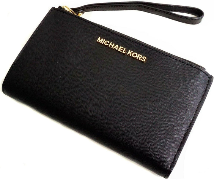 Michael Kors Damen Jet Set Travel Double Zip Wristlet Schwarzes Saffiano, Schwarzes Saffiano
