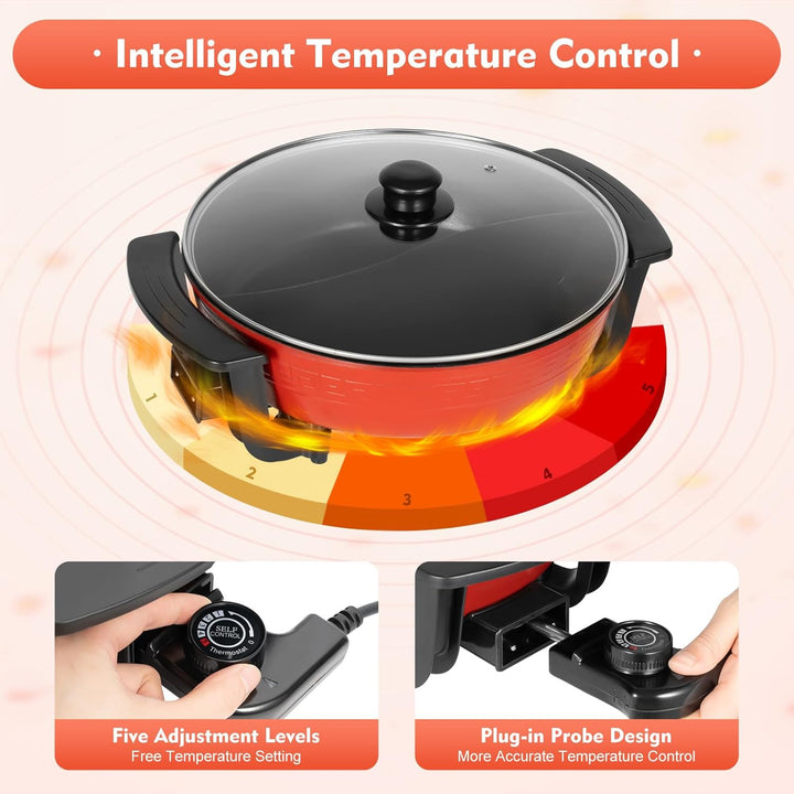Hot Pot Elektrisch 6L Hotpot Topf 5 Einstellbare Temperaturen Mit Glasabdeckung Haushalt Hot Pot Ele