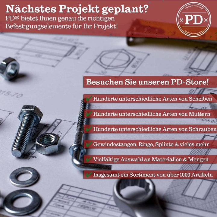PD® Gewindestangen M8 Edelstahl A4 V4A (DIN 976 / DIN 975) | 1 Meter Gewindestab mit Regelgewinde |
