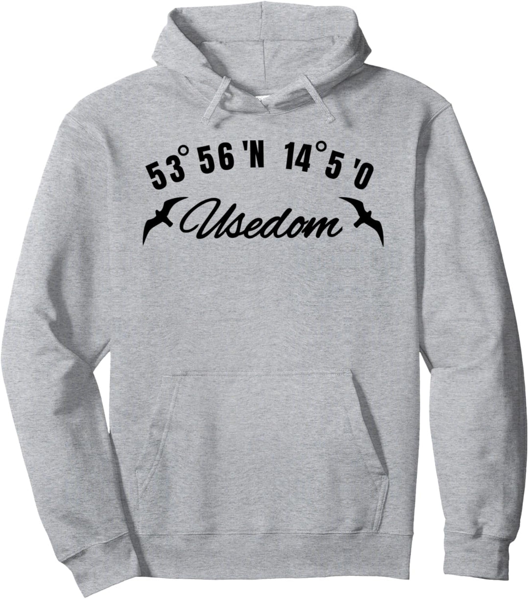 Usedom Koordinaten Möwe Insel Urlaub Geschenk Idee Pullover Hoodie