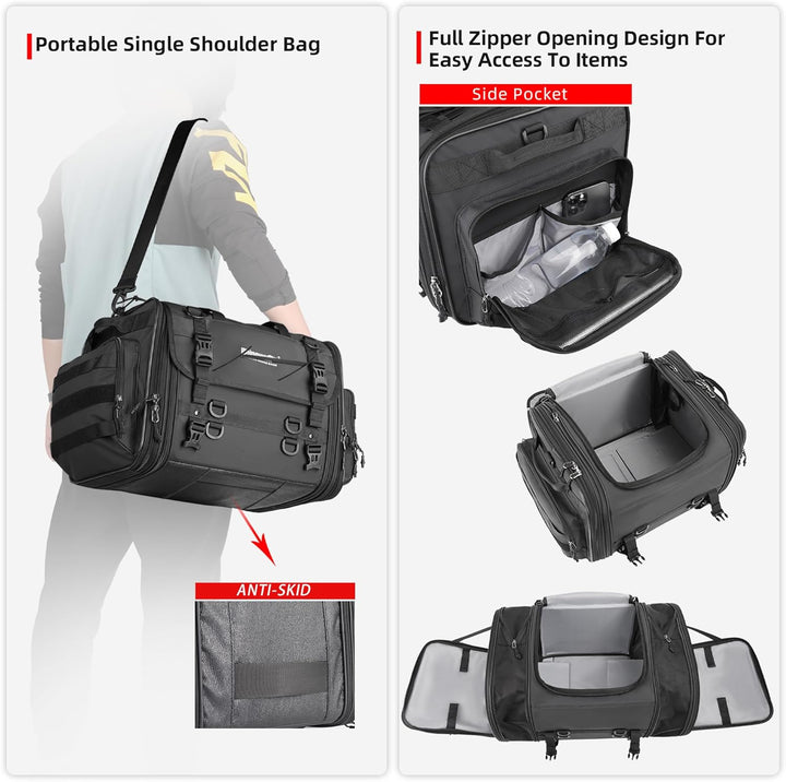 Rhinowalk Motorrad Sitztaschen 60-80L Wasserdicht Motor Rücksitztasche Gepäcktasche Hecktasche Erwei