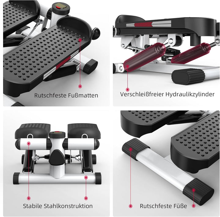 ST1 Mini-Stepper für Zuhause, 2-in-1 Up-Down Swing Stepper mit Power Ropes, LCD-Display, Einstellbar
