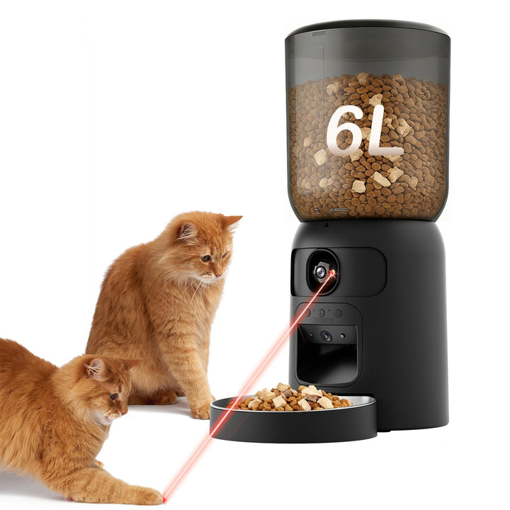 Futterautomat Katze 6L mit 2 Kamera für Trockenfutter, WiFi APP-Steuerung | Laser Interaktives, HD B