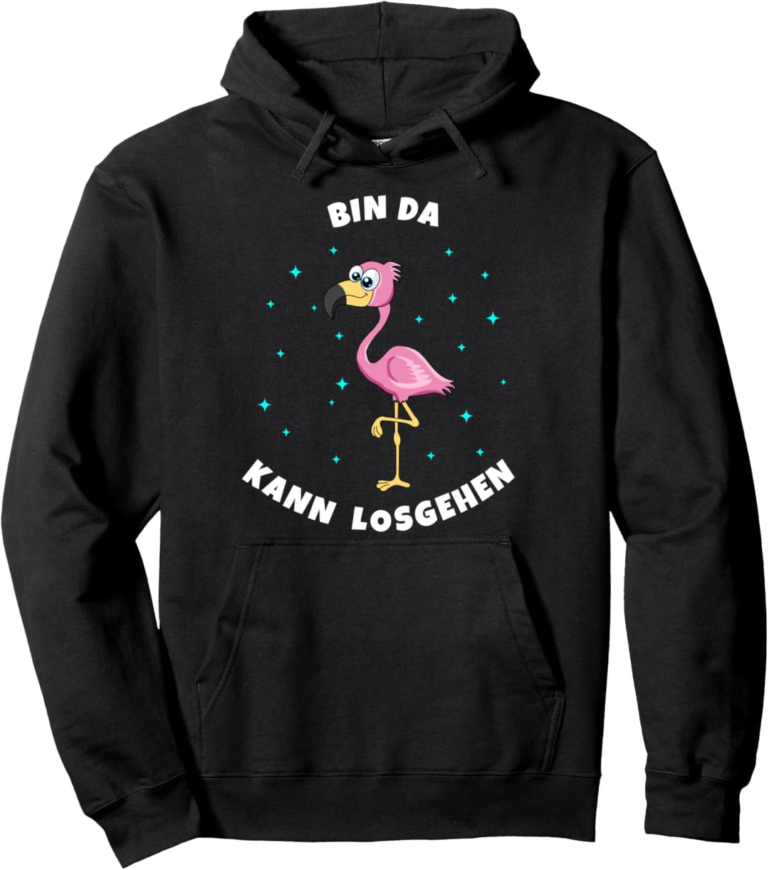 Flamingo Bin da kann losgehen lustiges Damen Mädchen Pullover Hoodie