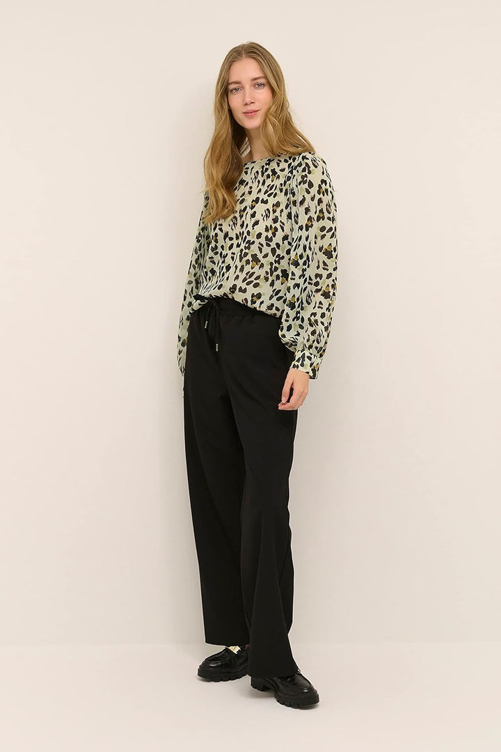 KAFFE Damen Bluse Langarm Rundhals Print Shirt Damen Bluse Langarm Rundhals Print Shirt 34 Leopard P