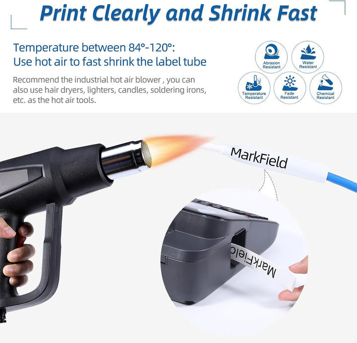 MarField HSe-251 23.6mm Schrumpfschlauch Schriftband Kompatibel mit Brother P-touch HS HSe251 Heat S