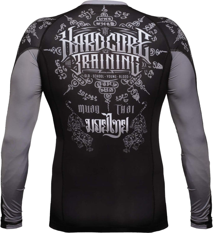 Hardcore Training Rash Guard Men's Kompressionshemd Herren Lange Ärmel Grappling Jiu Jitsu MMA Fitne