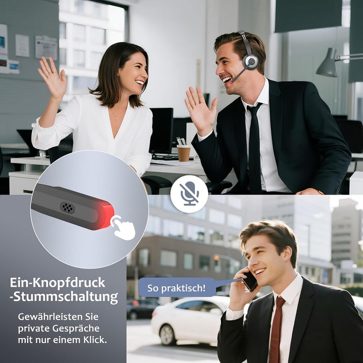 Earbay Kopfhörer Kabellos Bluetooth & Headset mit Mikrofon, Bluetooth V6.0 Headset mit Mikrofon und