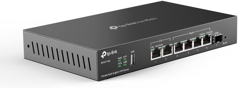 TP-Link ER707-M2 Multi-Gigabit VPN Router (1× 2,5G WAN, 1× 2,5G WAN/LAN, 1× SFP, 4× Gigabit WAN/LAN,